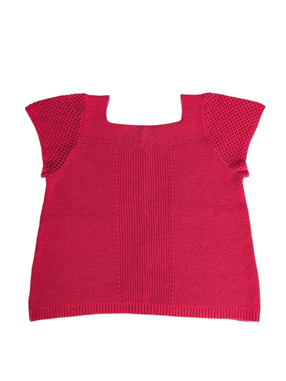 Loft Short Sleeve Knit Sweater Top XL Fuchsia Raspberry Pink